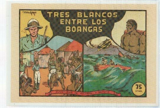 Ficha tebeo numerada 289: Richard y Bakutu: tres blancos entre los boangas, dibujo de Manuel Gago