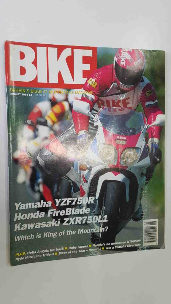 Revista: Bike num 244, aug 1993. Brittains Biggest Motorcycle Magazine - Which is king of the Mountain