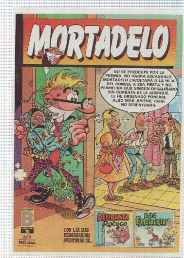 Ficha tebeo numerada 426: Mortadelo revista semanal, edit Ediciones B (dibujo varios)