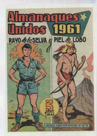Ficha tebeo numerada 438: Rayo de la Selva y Piel de Lobo almanaque 1961, edit Maga (dibujo varios)