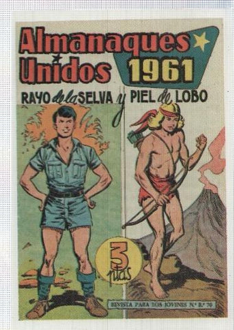 Ficha tebeo numerada 438: Rayo de la Selva y Piel de Lobo almanaque 1961, edit Maga (dibujo varios)