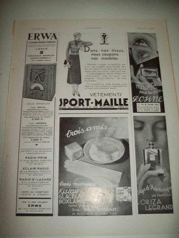 LAMINA 15183: Publicidad de Erwa, Sport Maille y Oriza Legrand