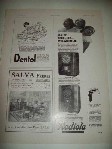 LAMINA 15182: Publicidad de Dentol, Radiola y Salva Freres
