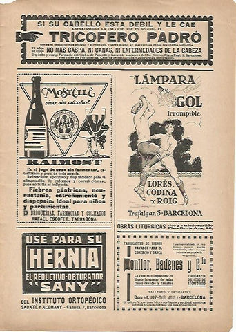 LAMINA 15207: Contraportada con publicidad de Mostelle y Lampara Gol