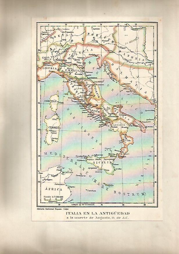 LAMINA 15212: Mapa de Italia en la antigüedad