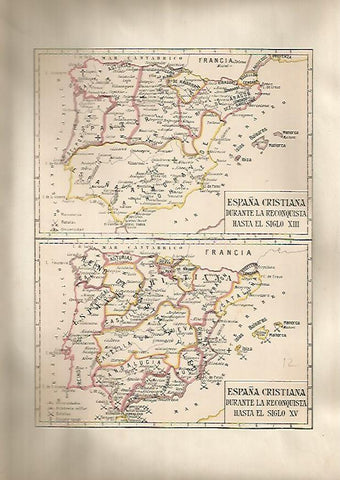 LAMINA 15216: Mapa de España en el siglo XIII y de la Reconquista