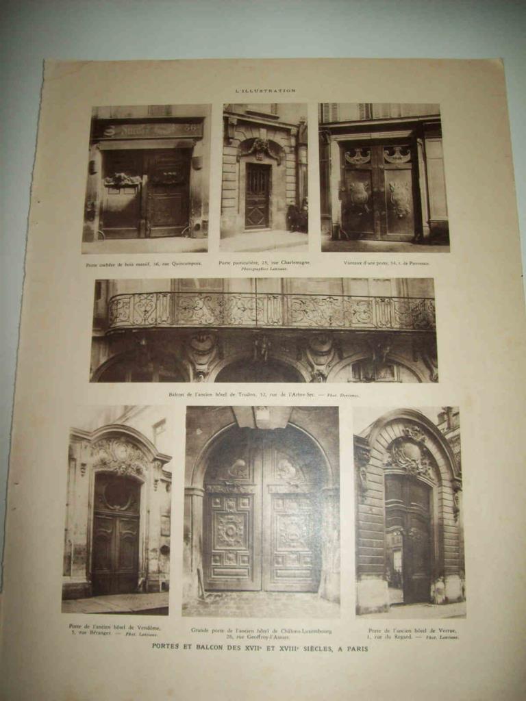 LAMINA 15022: Puertas y balcones de Paris de los siglos XVII y XVIII