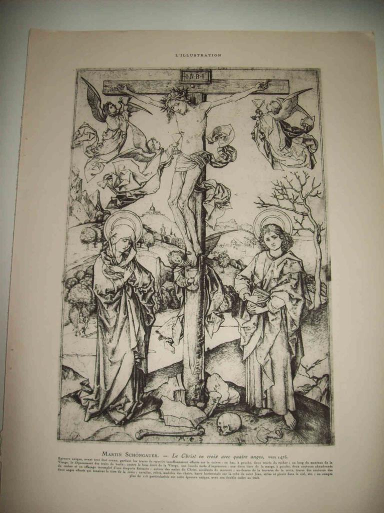 LAMINA 15020: Cristo en la cruz, por Martin Schongauer