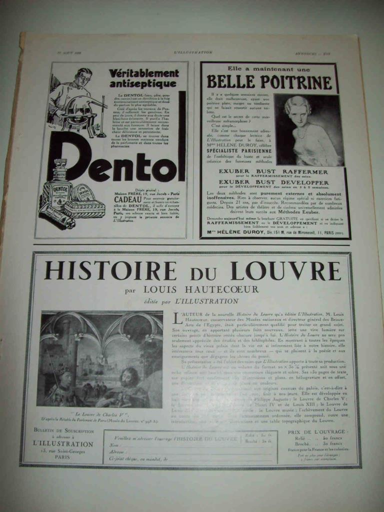 LAMINA 15030: Publicidad de Dentol, Histoire du Louvre y Belle Poitrine