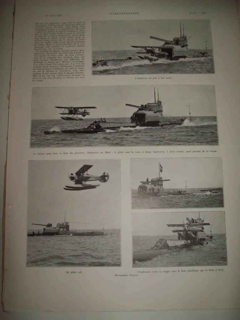 LAMINA 15074: Maniobras del submarino M2 y un hidroavion