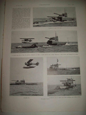 LAMINA 15074: Maniobras del submarino M2 y un hidroavion