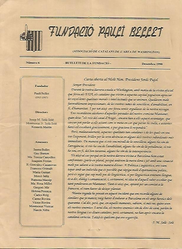 LAMINA 16097: Boletin de la Fundacio Pauli Bellet. Washington. Numero 6. Diciembre