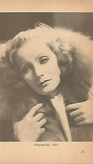 LAMINA 16013: Greta Garbo en Inspiracion, 1931