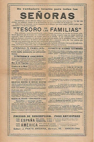 LAMINA 15995: Publicidad de la revista Tesoro de las Familias