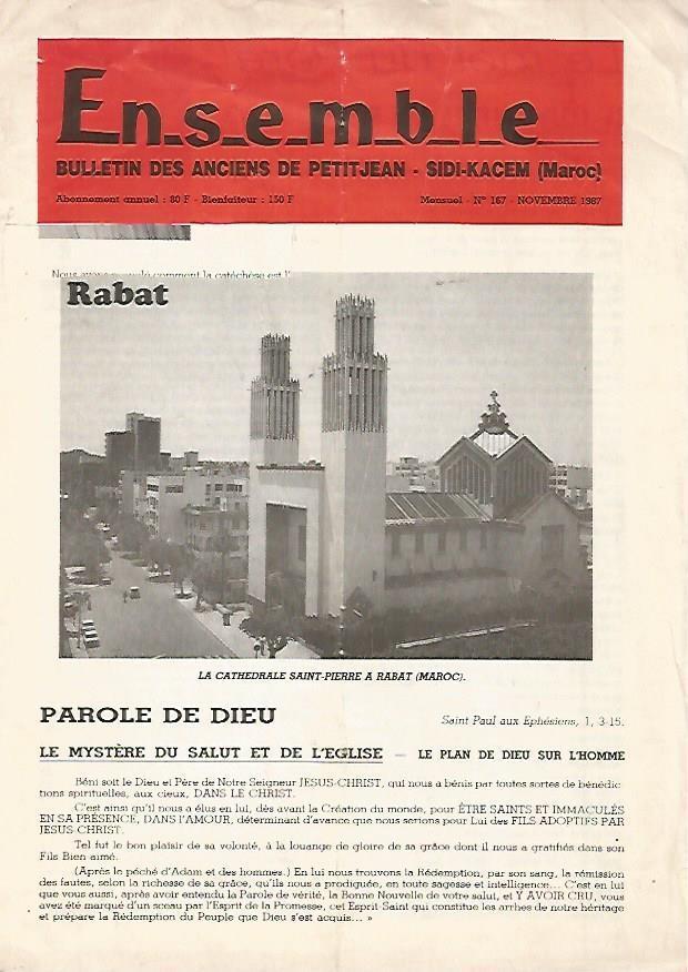 LAMINA 16100: Boletin Ensemble. Bulletin des Anciens de Petitjean. Marrueco. Numero 167. Noviembre 1987
