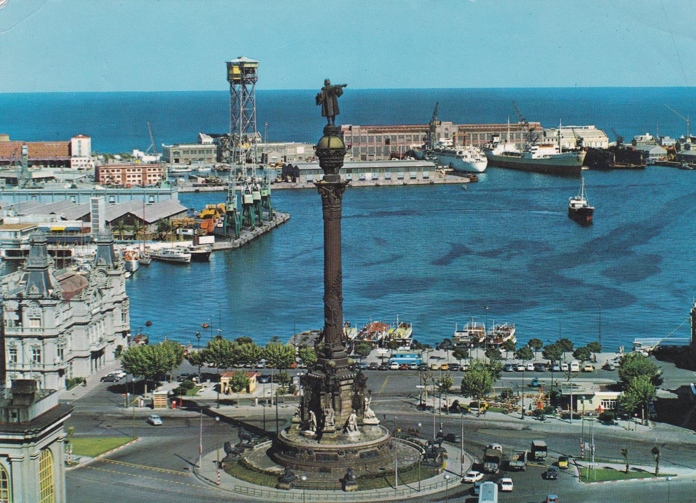 POSTAL B13214: BARCELONA. MONUMENTO A CRISTOBAL COLON Y PUERTO MARITIMO