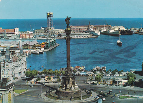 POSTAL B13214: BARCELONA. MONUMENTO A CRISTOBAL COLON Y PUERTO MARITIMO