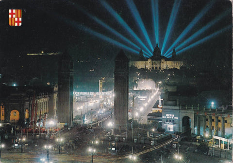 POSTAL B13233: BARCELONA. VISTA AEREA NOCTURNA MONJUIC