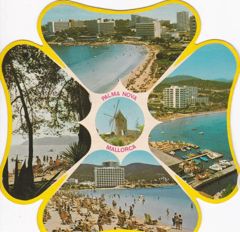 POSTAL B13170: POSTAL EN FORMA DE FLOR. CALA MILLOR. MALLORCA: DIVERSOS ASPECTOS
