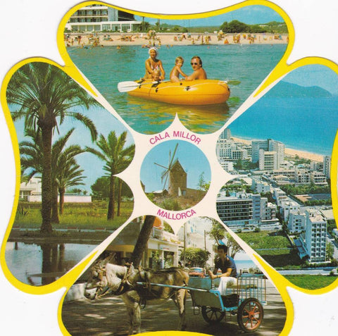 POSTAL B13168: POSTAL EN FORMA DE FLOR. CALA MILLOR. MALLORCA: DIVERSOS ASPECTOS