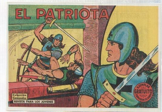 Ficha tebeo numerada 491: El patriota, edit Valenciana (dibujo Gago y Llin)