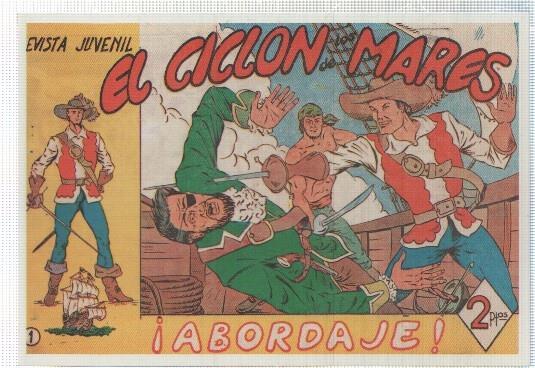 Ficha tebeo numerada 523: El ciclon de los mares, edit Cierre (dibujo Narbona - Flores)