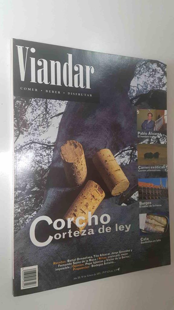 Revista Viandar num 14: año III, febrero 2001. Corcho corteza de ley, Carnes exoticas, Ciudades: Burgos el sabor de la tierra