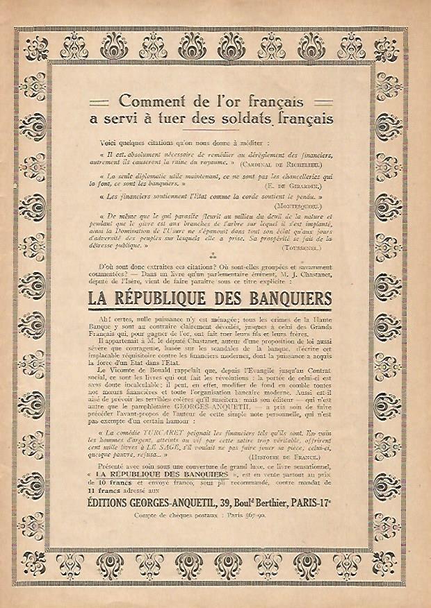 LAMINA 17798: Publicidad del libro La Republique des Banquiers