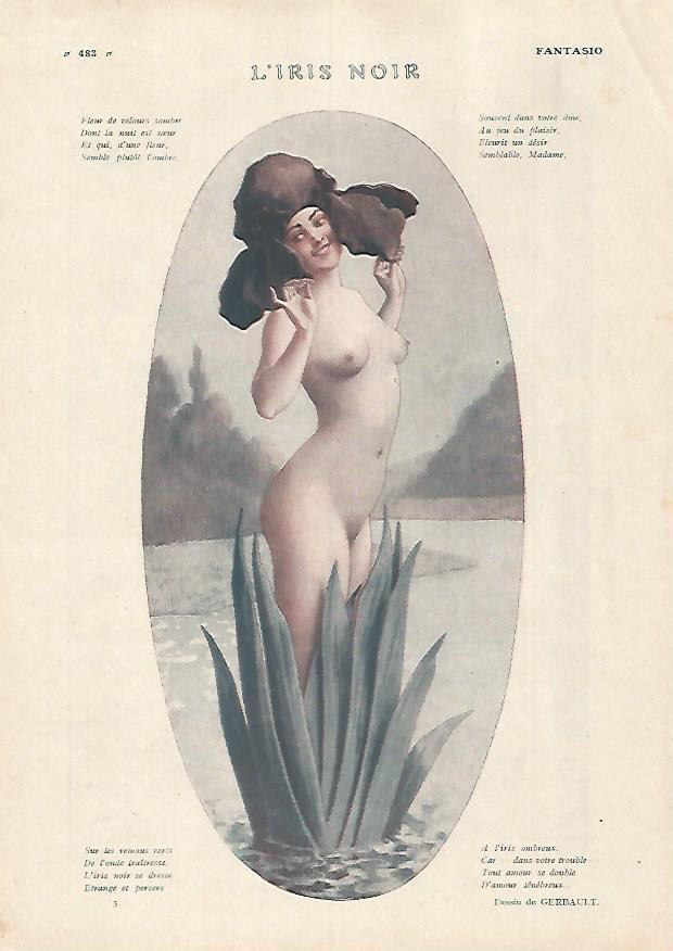 LAMINA 17826: L'Iris noir. Dibujo de Gerbault