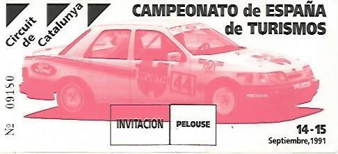 LAMINA 17753: Invitacion para el Campeonato de España de Turismos. Circuit de Catalunya. 14-15 septiembre 1991