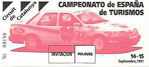 LAMINA 17753: Invitacion para el Campeonato de España de Turismos. Circuit de Catalunya. 14-15 septiembre 1991