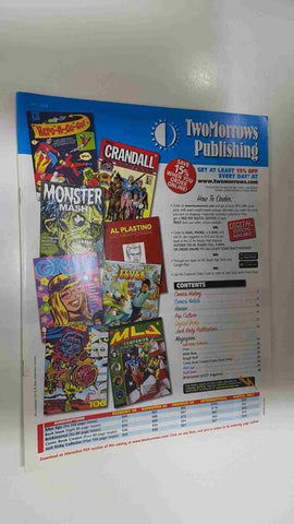 Catalog: TwoMorrows Publishing (2017-2018). Contents: Comics History, Comics Artists, Magazines (Back Issue, Alter Ego, etc.), etc.