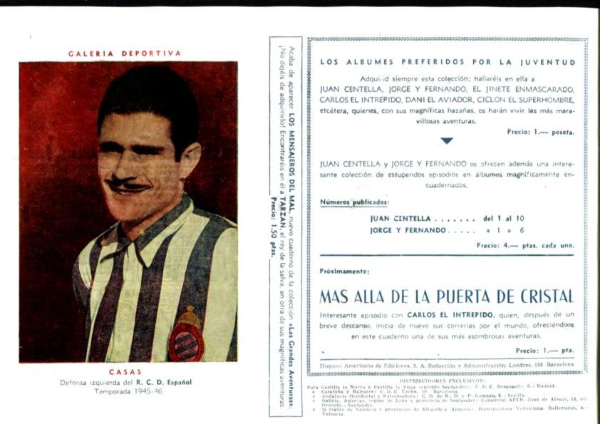 La tierra ignorada (trasera cromo de Casas del R.C.D.Español)