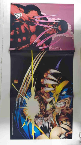 Poster doble: Lobezno contra Dientes de Sable (Adam Kubert). Proveniente de Wolverine Poster Magazine vol. 1