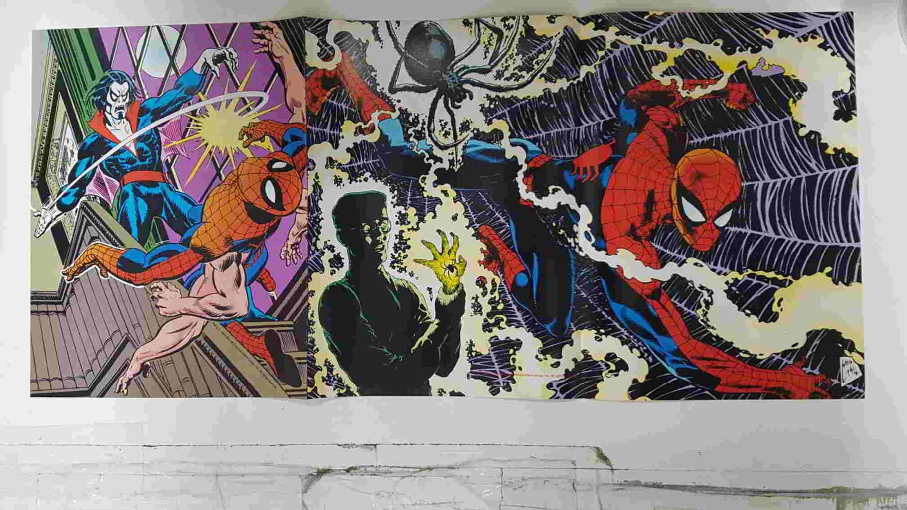 Poster doble: Spiderman peleando contra Morbius el vampiro - Spiderman junto a la masa y otros superheroes