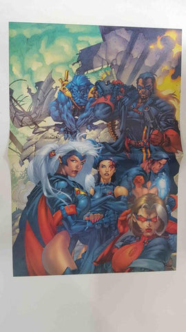 Poster doble: Extreme X-Men (Salvador Larroca) - Thor (Romita Jr./Giordano). Proviene de Marvel Poster Magazine vol 1 num 1, August 2001