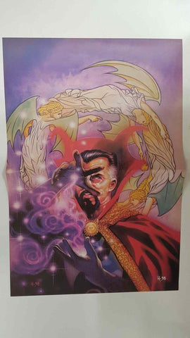 Poster doble: Doctor Strange (Tony Harris) - El Motorista Fantasma (Kaniuga/Danny Miki). Proviene de Marvel Poster Magazine vol 1 num 1, August 2001