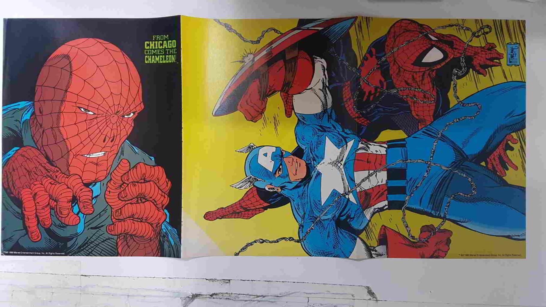 Poster doble: Spiderman y Craneo Rojo (McFarlane) - Capitan America y Spiderman. Procede de The Marvel Poster Book vol 1 num 1