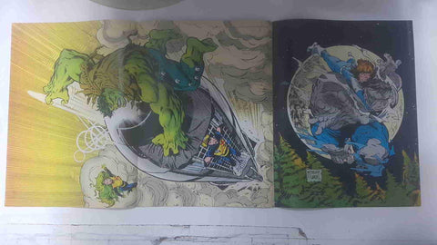 Poster doble: Hulk sobre un cohete - Hulk enfrente de un enemigo. The Incredible Hulk Poster Magazine vol 1 num 1