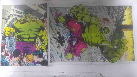 Poster doble: Bruce Banner transformandose en Hulk - Hulk con armas. The Incredible Hulk Poster Magazine vol 1 num 1