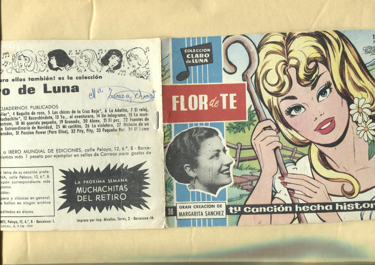 Claro de Luna numero 036: Flor de Te de Margarita Sanchez (numerado 2 en trasera)
