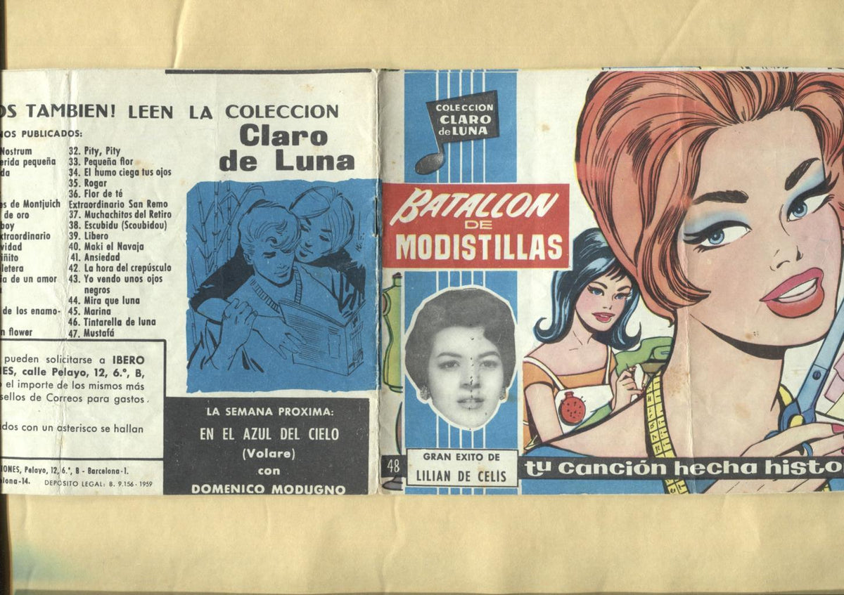 Claro de Luna numero 048: Batallon de modistillas de Lilian de Celis (numerada 2 en trasera)