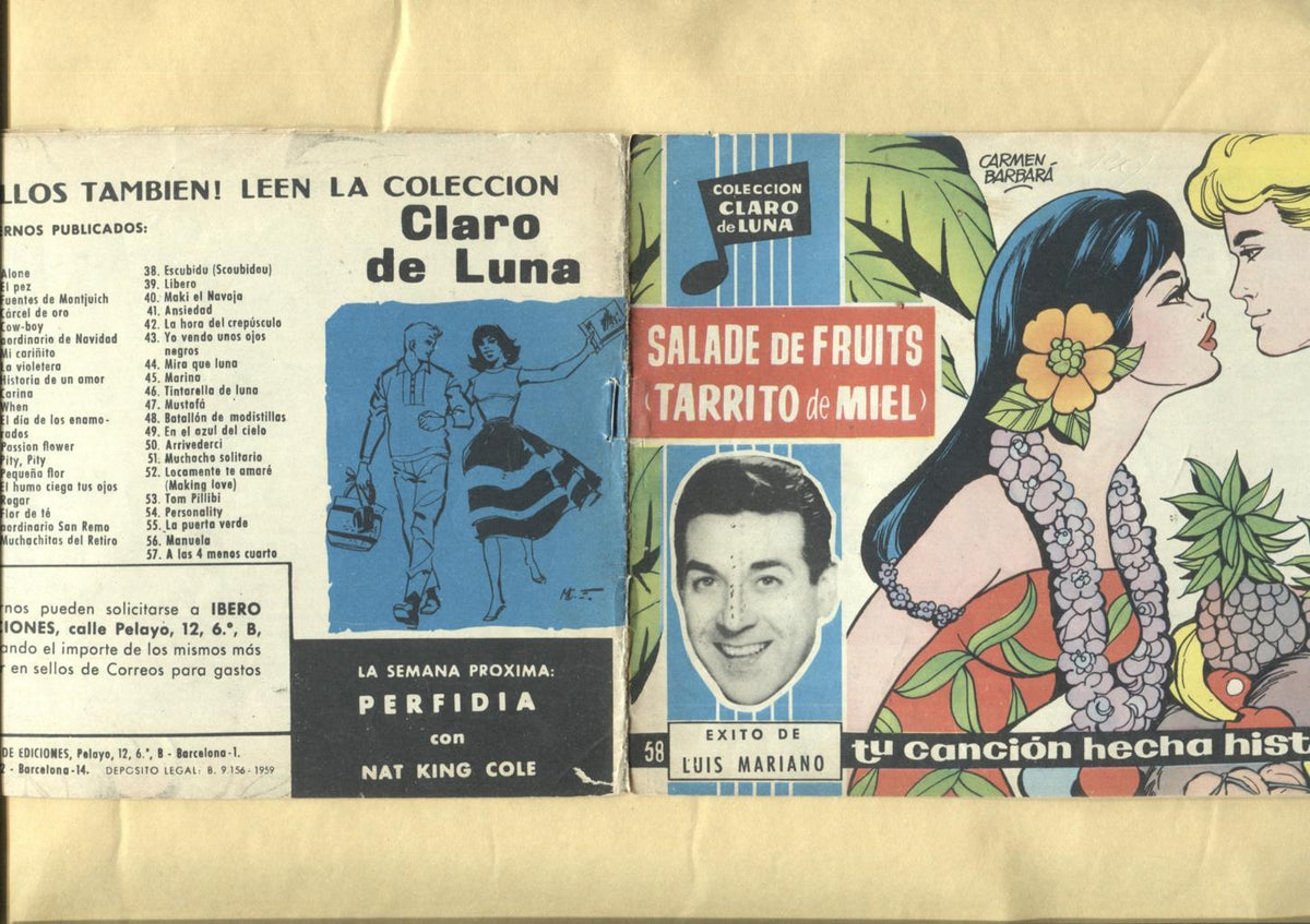 Claro de Luna numero 058: Tarrito de Miel de Luis Mariano (numerada 2 en trasera)