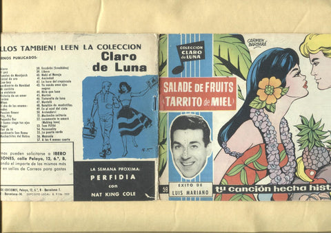 Claro de Luna numero 058: Tarrito de Miel de Luis Mariano (numerada 2 en trasera)
