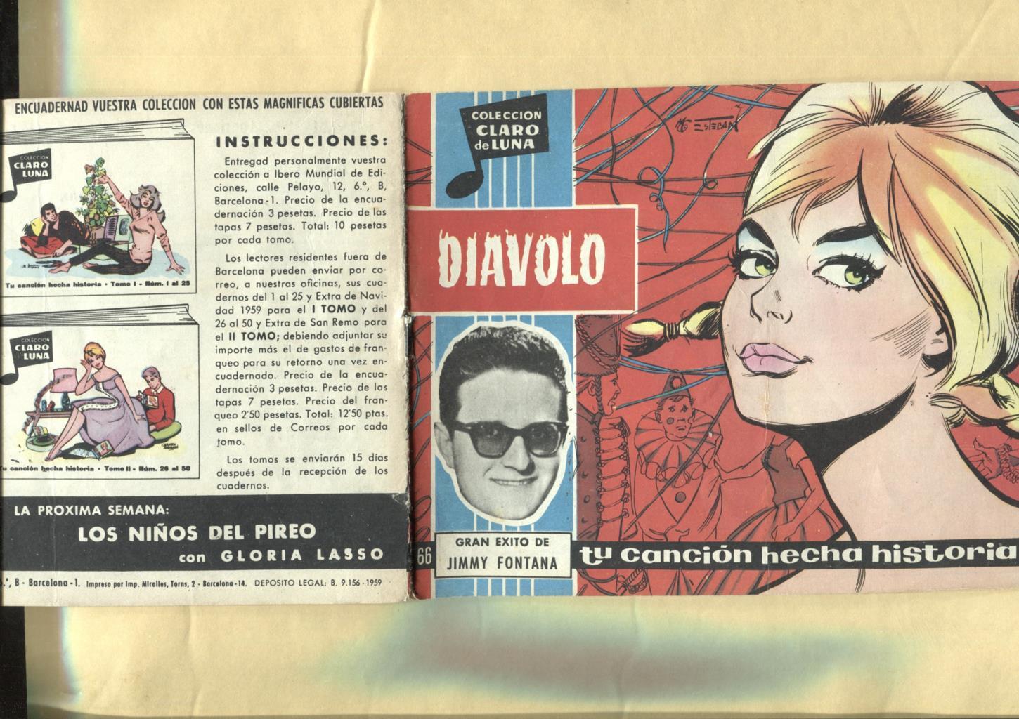 Claro de Luna numero 066: Diavolo de Jimmy Fontana (numerada 2 en trasera)