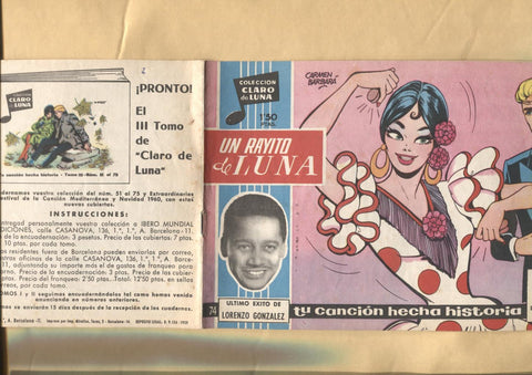Claro de Luna numero 074: Un rayito de luna de Lorenzo Gonzalez (numerado 2 en trasera)