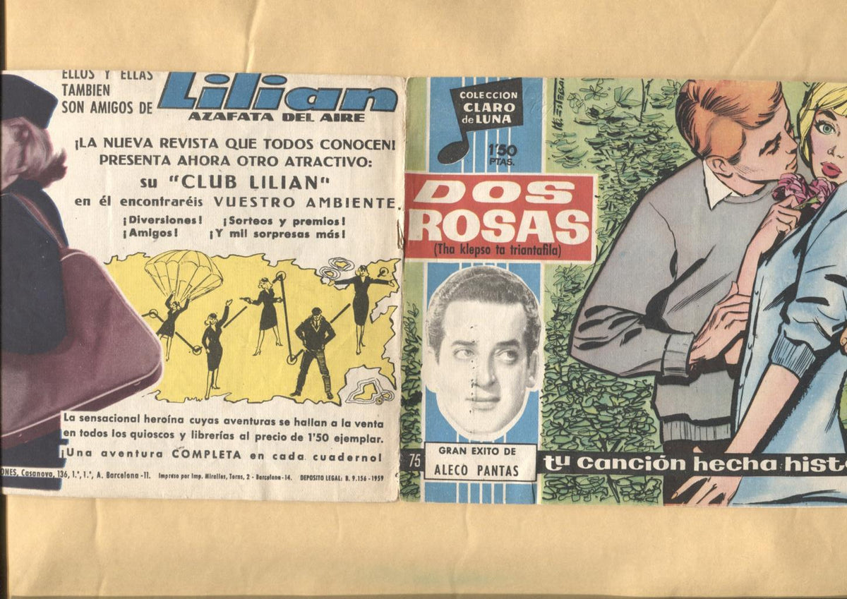 Claro de Luna numero 075: Dos Rosas de Aleco Pantas (numerado 2 en trasera)