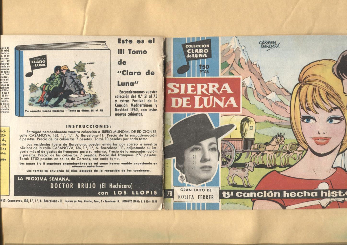 Claro de Luna numero 078: Sierra de luna de Rosita Ferrer (numerada 2 en trasera)