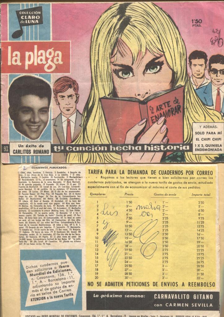 Claro de Luna numero 093: La plaga de Carlitos Romano (numerado 2 en trasera)