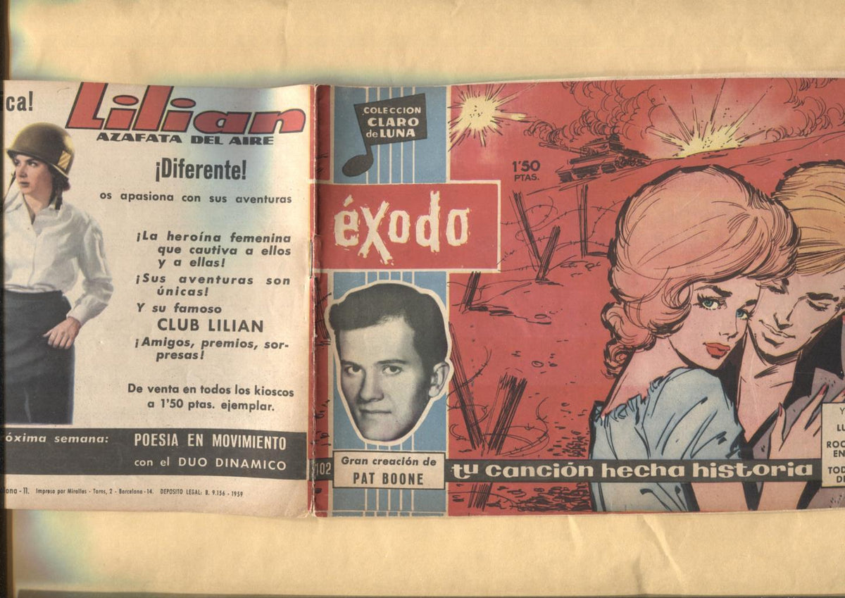 Claro de Luna numero 102: Exodo de Pat Boone (numerado 2 en trasera)